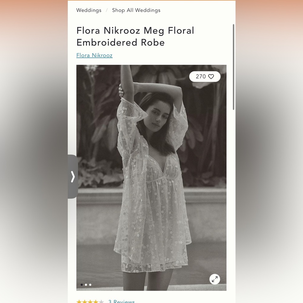 Brand New Flora Nikrooz Meg Floral Embroidered Robe